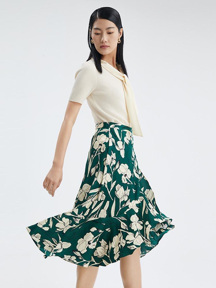 19 Momme Printed Silk Skirt GOELIA