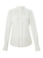 Jacquard Ruffle Collar Women Knit Shirt With Camisole GOELIA