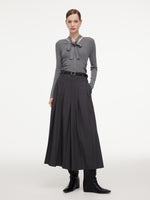 A-Line Pleated Women Culottes With Belt GOELIA