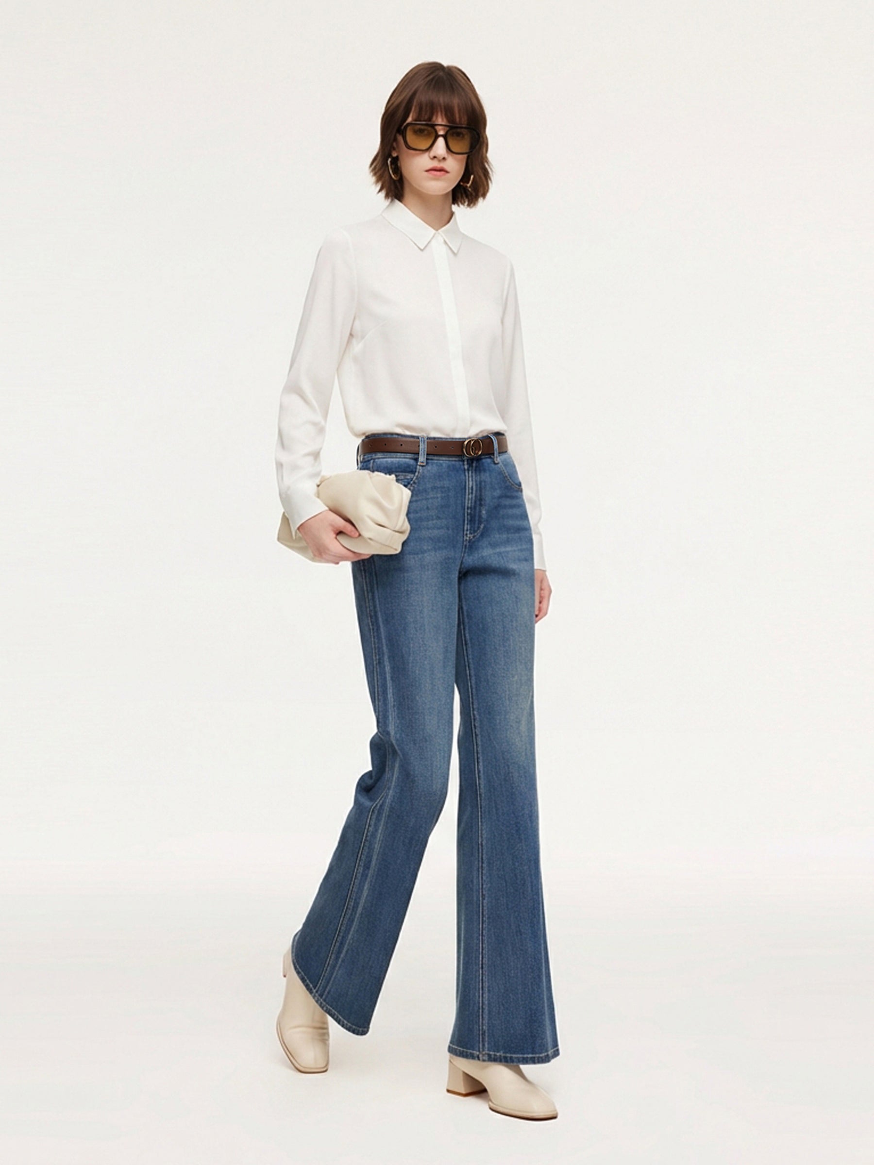 Acetate Blend H-Line Women Shirt GOELIA