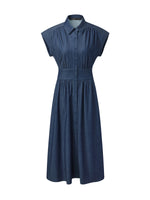 Denim Stretch Women Maxi Shirt Dress GOELIA