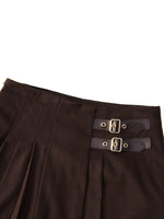 Dual-Buckle A-Line Women Pleated Skirt GOELIA