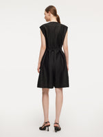 18MM Gambiered Canton Gauze Women Belted Romper GOELIA