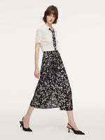 Floral Print Side Slit Twist Front Women H-Line Skirt GOELIA