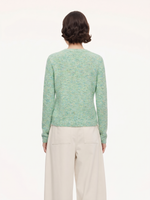 Melange Green Single Breasted Women Cardigan GOELIA