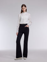 Jacquard Ruffle Collar Women Knit Shirt With Camisole GOELIA
