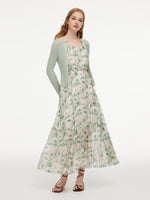 10MM Mulberry Silk Floral Print Women Strap Maxi Dress GOELIA