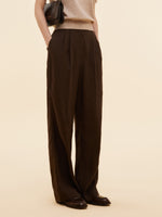 100% Linen Women Straight Leg Pants GOELIA