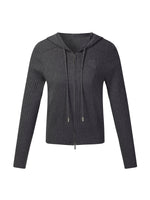 Wool Blend Heart Embroidered Women Hooded Cardigan GOELIA