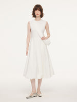 100% Cotton Bubble Hem Women Sleeveless Maxi Dress With Bag GOELIA