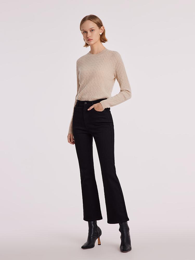 Pure Cashmere Seamless Cable Knit Sweater GOELIA