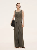 Plaid Square Neck Slim Fit Women Vest GOELIA