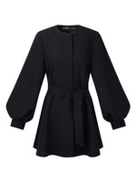 Tweed Balloon Sleeves A-Line Women Wrap Coat GOELIA