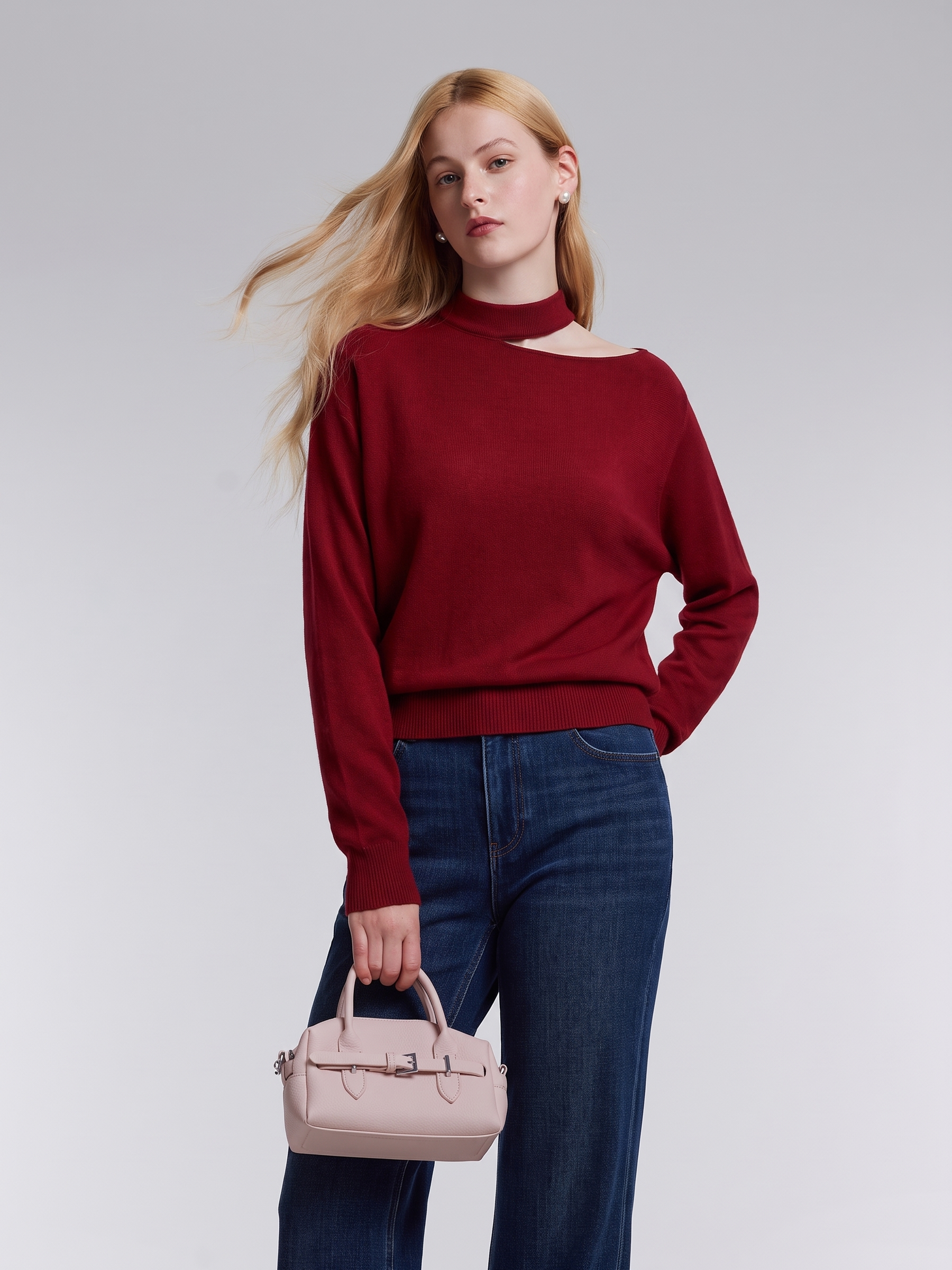 100% Wool Cut Out Women Sweater GOELIA