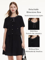 Tencel Blend Cardigan And Skirt Two-Piece Set With Detachable Bowknot GOELIA