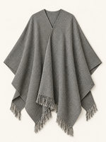 Chic Check Fringe Women Wrap Poncho GOELIA
