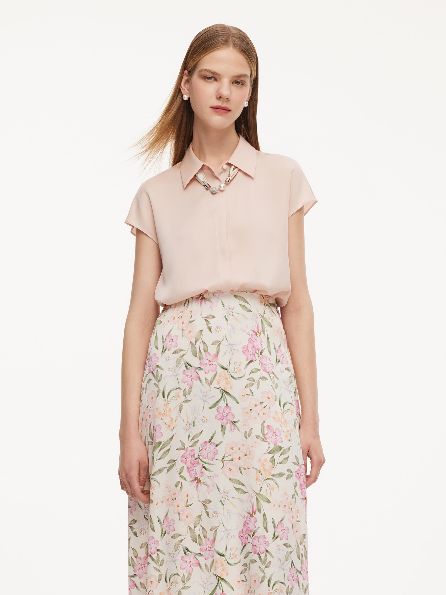 22MM Mulberry Silk Women Shirt With Silk Scarf GOELIA