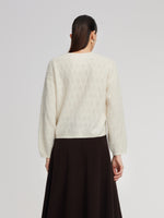 Brushed Cashmere Wool Blend Textured Women Sweater GOELIA