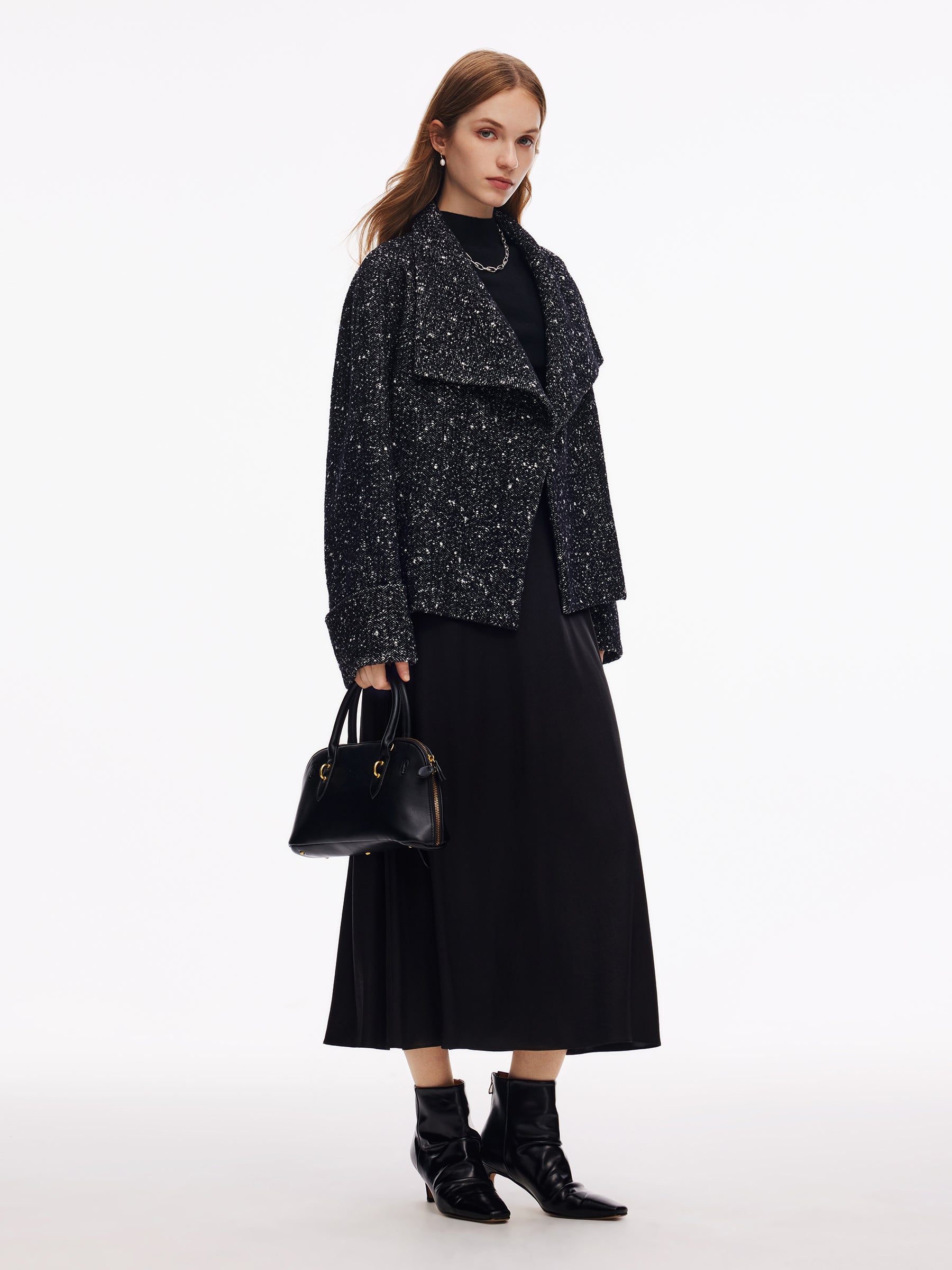 Wool Blend Folded Cuffs Women Jacket GOELIA