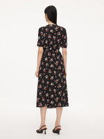[Preview] 16MM Mulberry Silk Floral Print Women Maxi Wrap Dress GOELIA