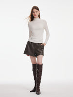 [Preview] Tencel Acetate Silk Blend Women Mock Neck Knit Top GOELIA