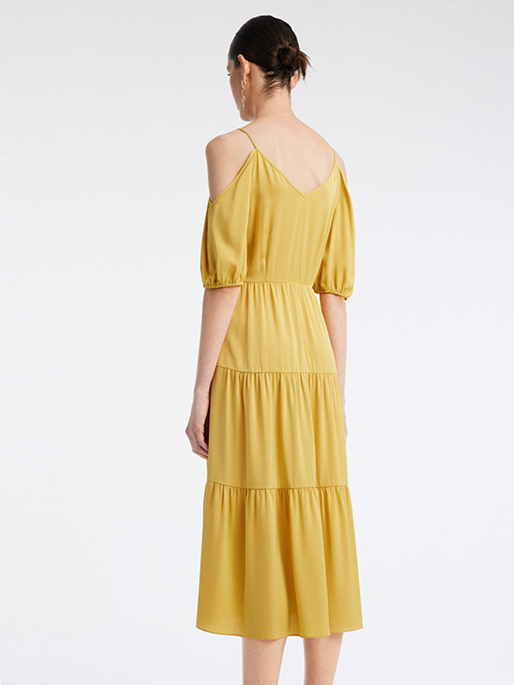 22MM Silk Off-Shoulder Tiered Dress GOELIA