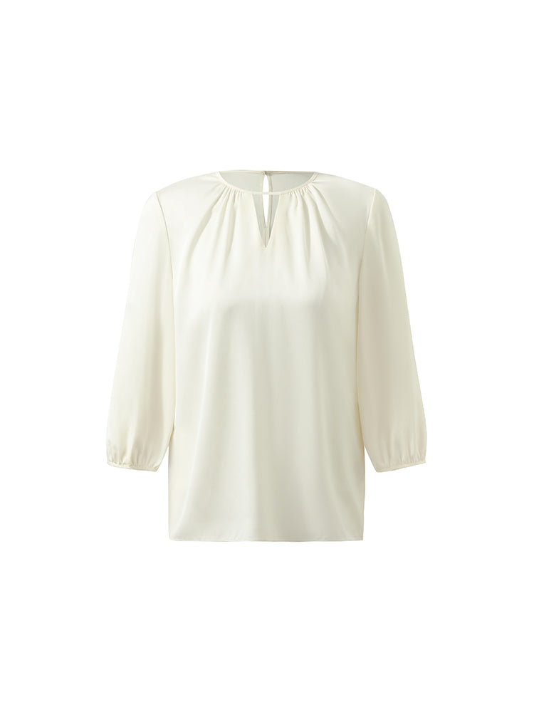22 Momme Mulberry Silk Cut-Out Women Blouse GOELIA