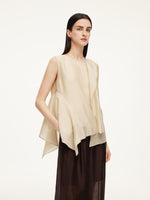 Lyocell Blend Ruffle-Detailing Women Tank Top GOELIA