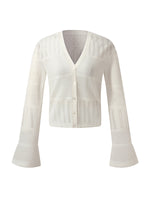 Tencel Blend Openwork Women Flared Sleeve Cardigan GOELIA
