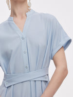 100% Acetate Adjustable Waist Women Midi Dress GOELIA