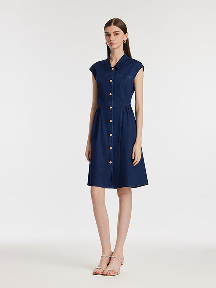 Denim Single-Breasted Women Mini Dress GOELIA