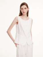 100% Linen Vest And Pants Two-Piece Set GOELIA