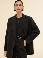100% Washable Wool Notched Collar Women Blazer GOELIA