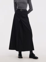 H-Line Pleated Women Skirt With Belt GOELIA