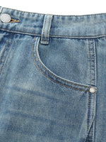 100% Cotton Denim Women Curved Leg Jeans GOELIA