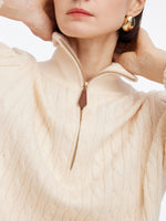 Wool Blend Half-Zip Women Sweater GOELIA