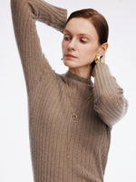 100% Cashmere Seamless Mock Neck Women Sweater GOELIA