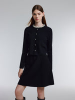 Lyocell Wool Blend Beaded Round Neck Knit Top And Skirt Two-Piece Set GOELIA