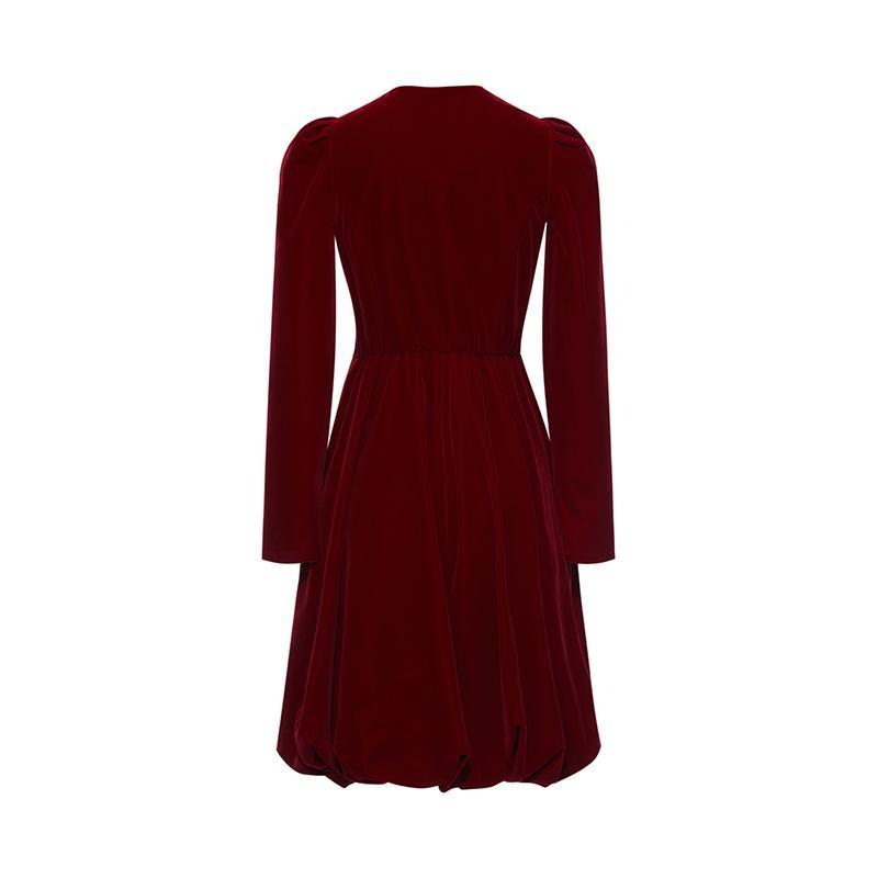 Velvet Dress With Detachable Bowknot GOELIA