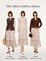 100% 10MM Mulberry Silk Paisley Print Women Skirt With Hairband GOELIA