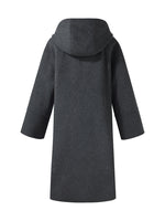 100% Wool Double-Faced Hooded Zip-Up Women Overcoat GOELIA