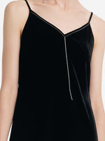 Silk Blend Spaghetti Strap Women Midi Velvet Dress GOELIA