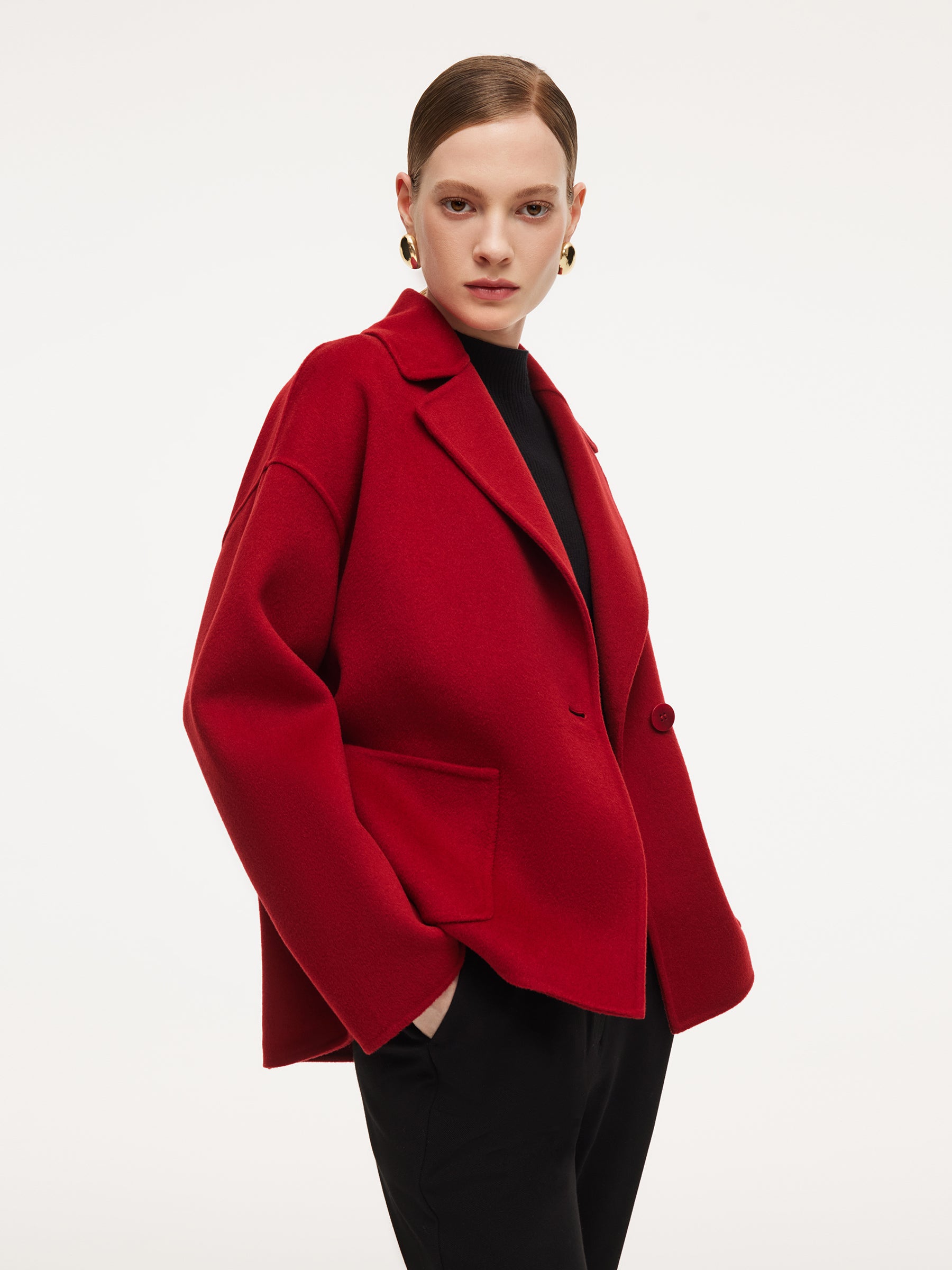 [Preview] Cashmere Wool Blend Double-Faced Women Coat GOELIA