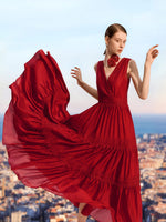 Tencel Lace Trim Women Maxi Vest Dress GOELIA