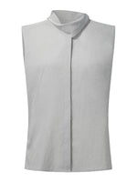 [Preview] Triacetate Blend Ribbon Neck Women Sleeveless Shirt GOELIA