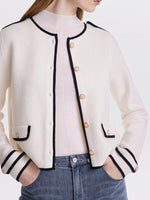 Contrast Soft Woolen Cardigan GOELIA