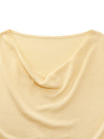 Tencel Mulberry Silk Cowl Neck Women Cap Sleeve Knit Top GOELIA