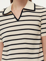 Tencel Blend Stripe Women Knit Top GOELIA