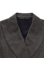 Brown Plaid Gather-Waisted Women Blazer GOELIA