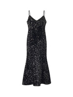 Velvet Sequins Women Strap Midi Dress GOELIA